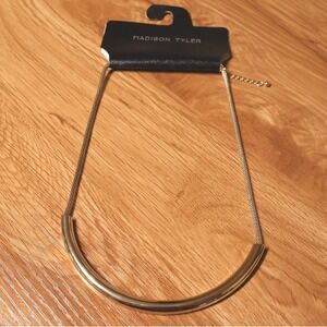 Madison Tyler Crescent Bar Necklace Gold Plated Minimalist Elegant New 19 inch